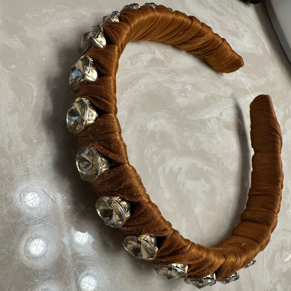 Anthropologie Copper Headband with Crystal Embellishments